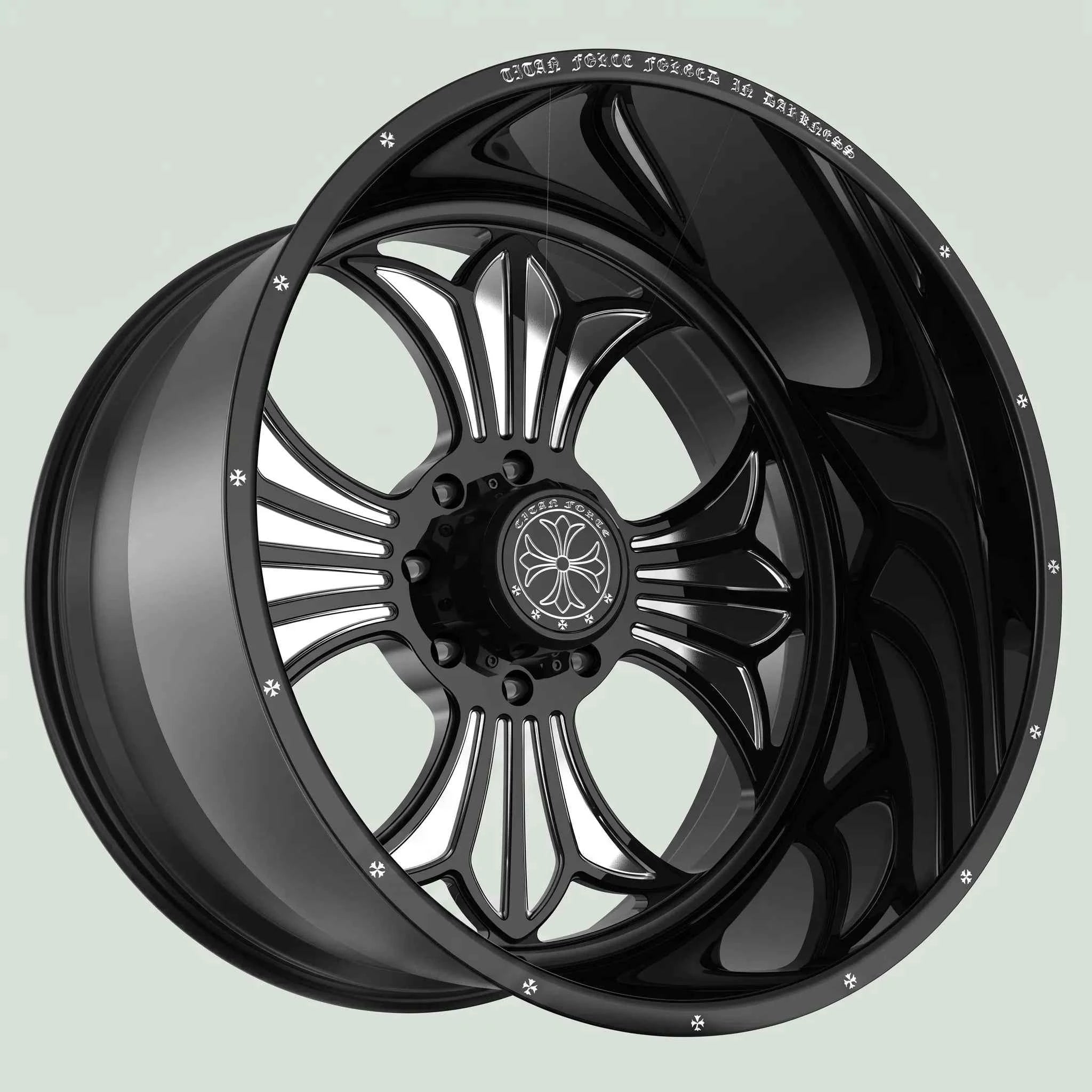#color:Gloss Black Premium Milled
#pos:5
#bolt:8
gothic titanforce tf002 cross forged wheel
