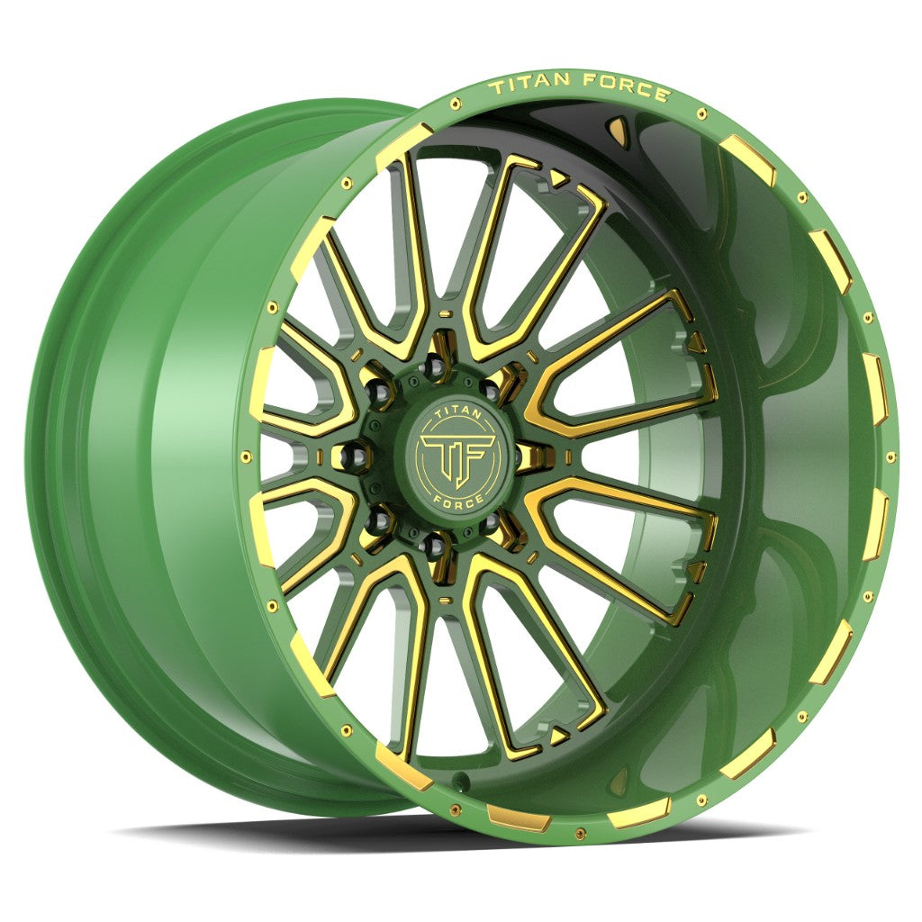 Titan Force forged wheel in green and gold